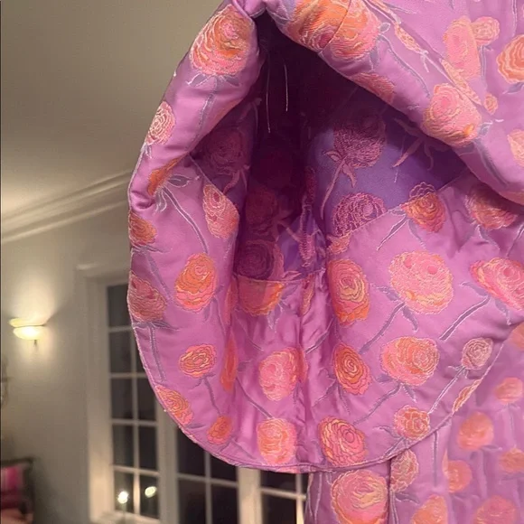 ICONIC LA VIE STYLE HOUSE Purple/Pink Orange Silk Brocade Long Caftan Coat NWT - Picture 7 of 11